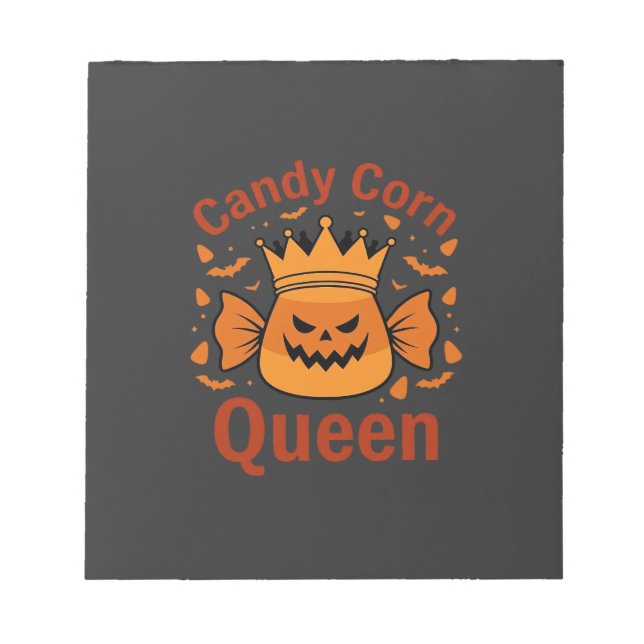 Candy Corn Drottning Halloween Krona Fladdermöss_1 Anteckningsblock (Framsida)