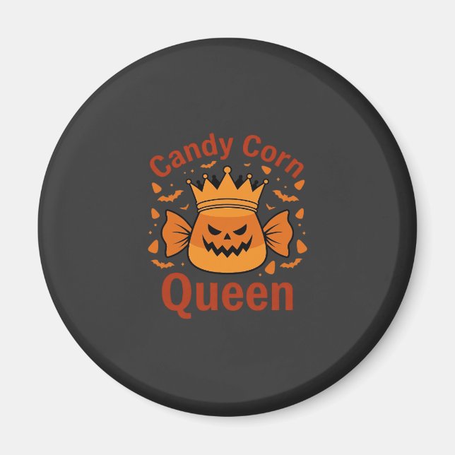 Candy Corn Drottning Halloween Krona Fladdermöss_1 Magnet (Framsidan)
