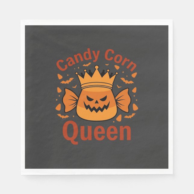 Candy Corn Drottning Halloween Krona Fladdermöss_1 Pappersservett (Framsidan)