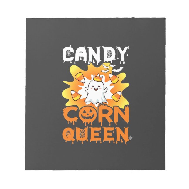 Candy Corn Drottning Halloween Spökfladdermöss Spi Anteckningsblock (Framsida)