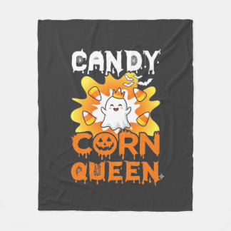 Candy Corn Drottning Halloween Spökfladdermöss Spi Fleecefilt