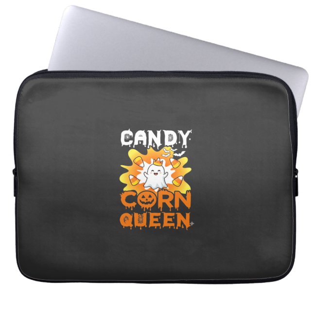 Candy Corn Drottning Halloween Spökfladdermöss Spi Laptop Fodral (Framsidan)