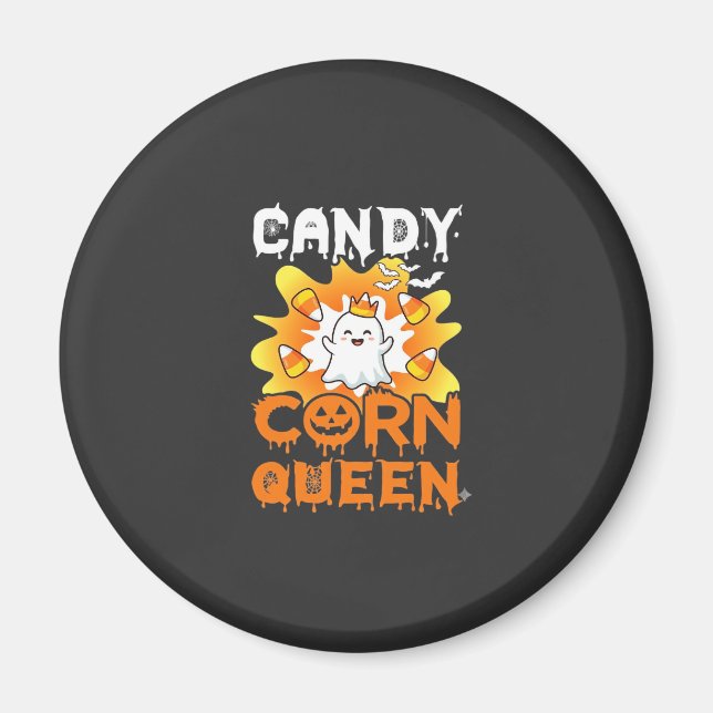 Candy Corn Drottning Halloween Spökfladdermöss Spi Magnet (Framsidan)