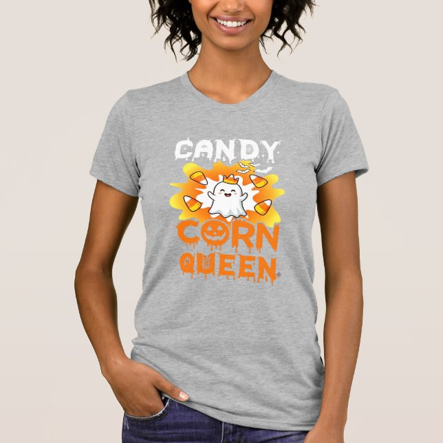 Candy Corn Drottning Halloween Spökfladdermöss Spi T Shirt (Framsida)