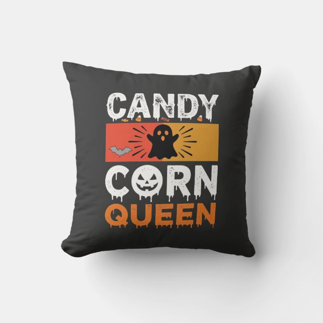 Candy Corn Drottning Halloween SVG-design Kudde (Framsida)