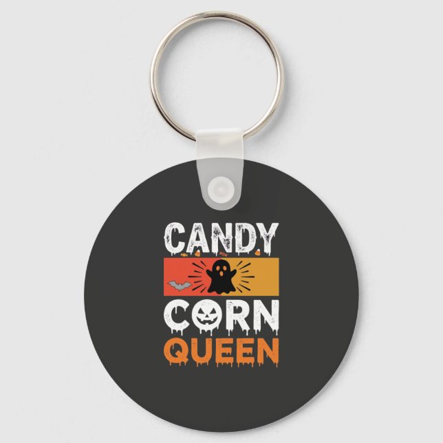 Candy Corn Drottning Halloween SVG-design Nyckelring (Framsida)