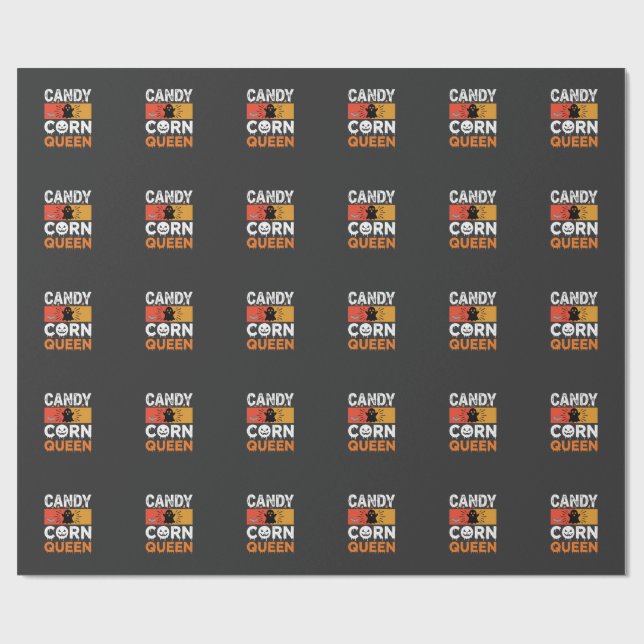 Candy Corn Drottning Halloween SVG-design Presentpapper (Platt)