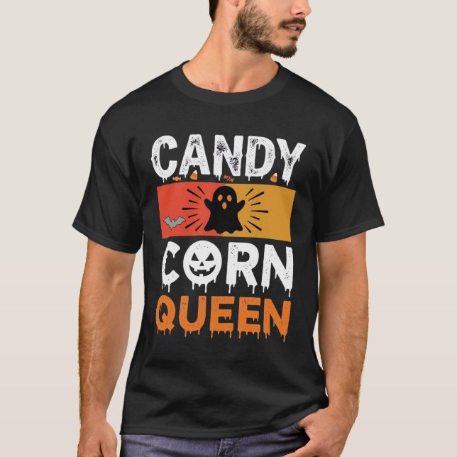 Candy Corn Drottning Halloween SVG-design T Shirt (Framsida)