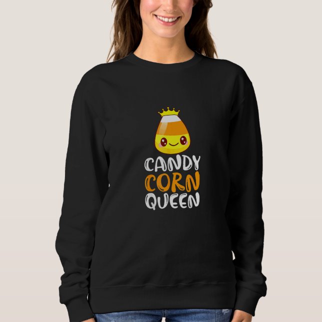 Candy Corn Drottning Kostym Halloween Söt Krona Fl T Shirt (Framsida)