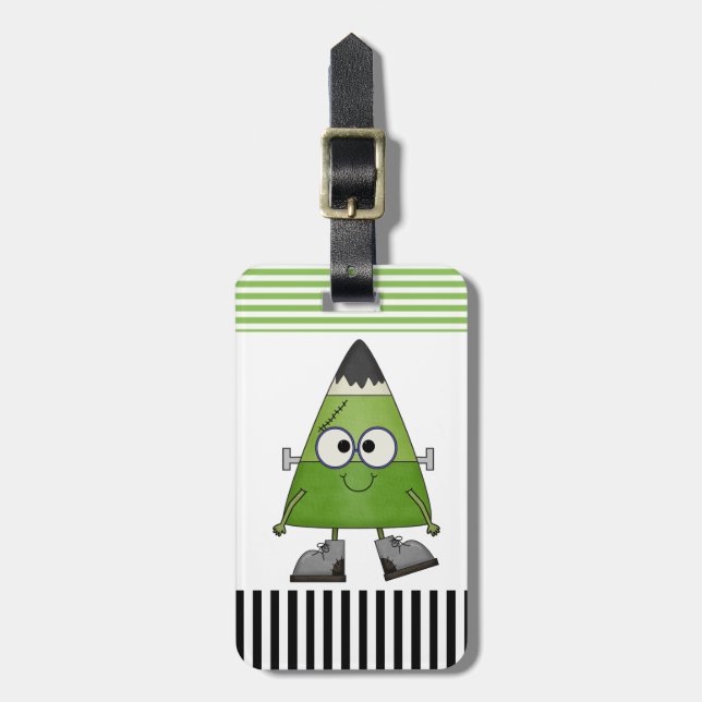 Candy corn Frankenstein Halloween Bagagebricka (Vertikal Framsida)