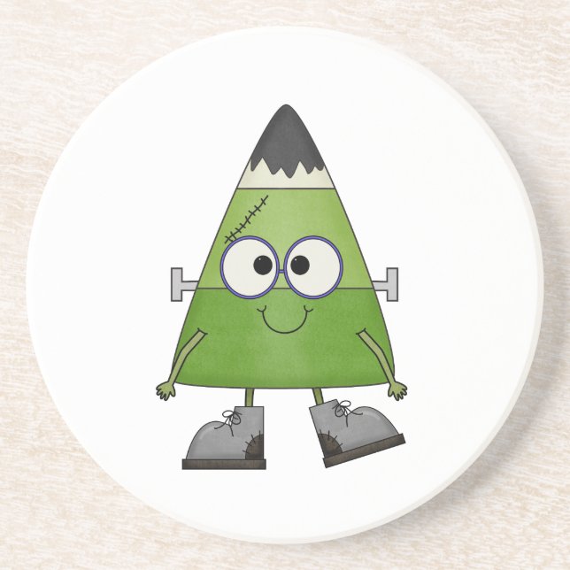 Candy corn Frankenstein Halloween Underlägg Sandsten (Framsidan)