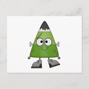 Candy corn Frankenstein Halloween Vykort