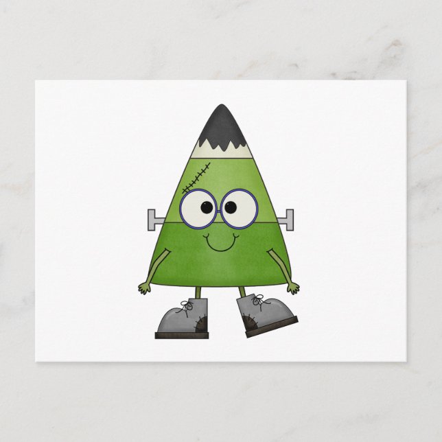 Candy corn Frankenstein Halloween Vykort (Framsida)