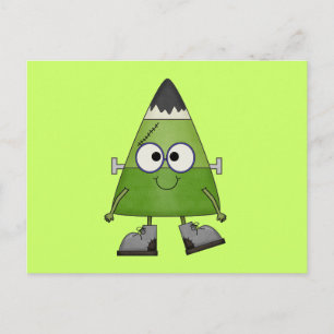 Candy corn Frankenstein Halloween Vykort