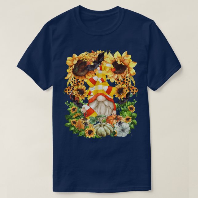 Candy corn Gnome Halloween Solros Pumpkin Patte T Shirt (Design framsida)