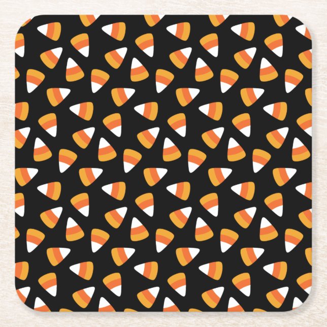 Candy corn Halloween Black och Orange Underlägg Papper Kvadrat (Framsidan)