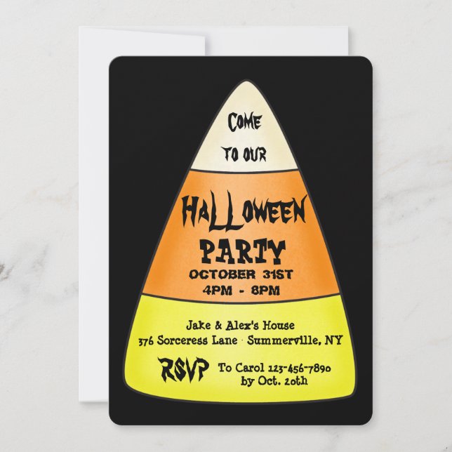 Candy Corn Halloween-fest Invitation Inbjudningar (Framsida)
