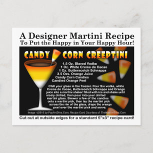 Candy corn Halloween Martini Receptkort för mottag Vykort