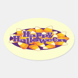 Candy corn - Halloween Sticker Ovalt Klistermärke