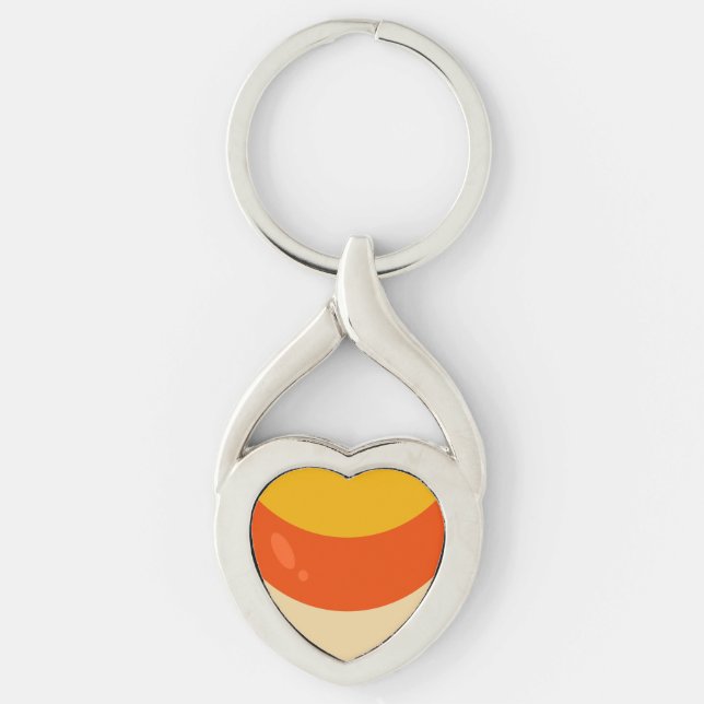 Candy corn Halloween Twisted Heart Silverfärgad Nyckelring (Framsidan)