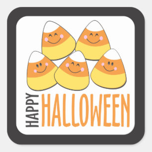 Candy corn Happy halloween Fyrkantigt Klistermärke