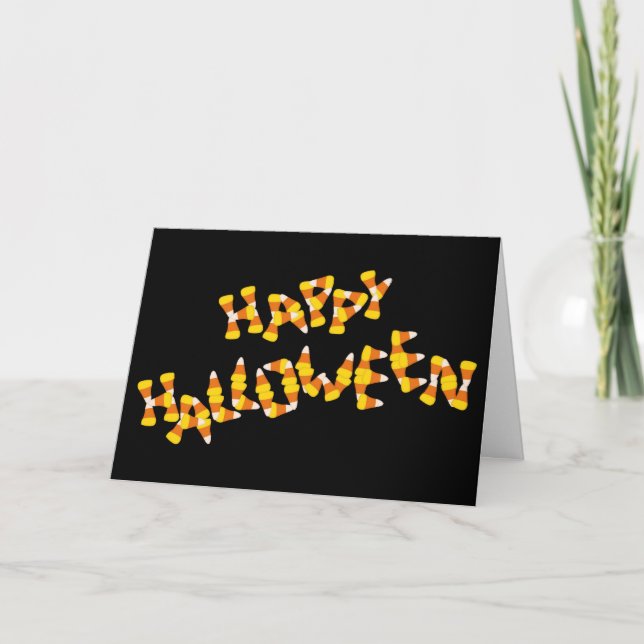 candy corn happy halloween hälsning kort (Framsida)