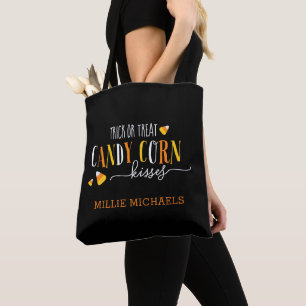 Candy corn Kisses Halloween Tote Bag Tygkasse