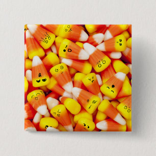 Candy corn med gulliga ansikten knäppas knapp