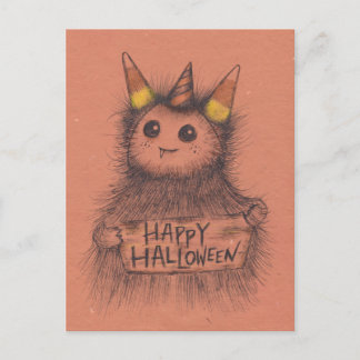 Candy corn Monster Halloween Vykort
