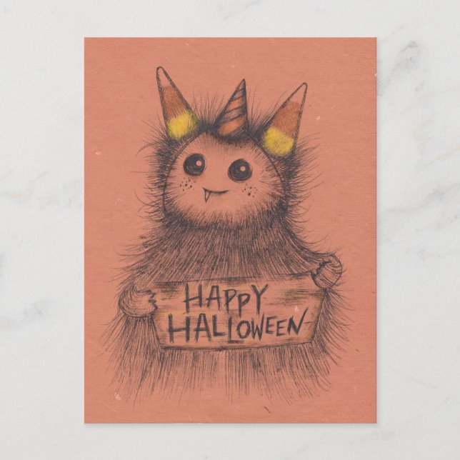 Candy corn Monster Halloween Vykort (Framsida)