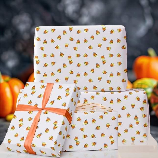 Candy corn Mönster Vita och Orange Papper inkapsli Presentpapper (Cute candy corn pattern wrapping paper just for you)