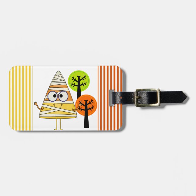 Candy corn Mummy Halloween Bagagebricka (Horisontell Framsida)