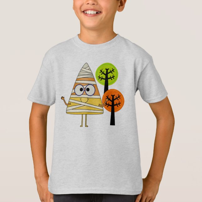 Candy corn Mummy Halloween T-shirt (Framsida)