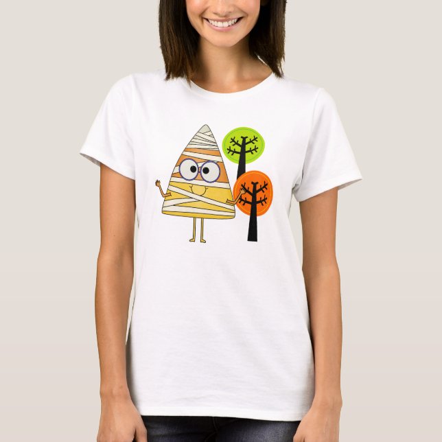 Candy corn Mummy Halloween T Shirt (Framsida)