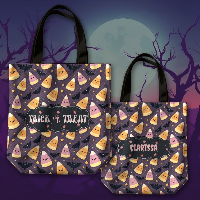 Candy corn och Fladdermus Bus eller godis kan anpa Tygkasse (Skapare uppladdad)