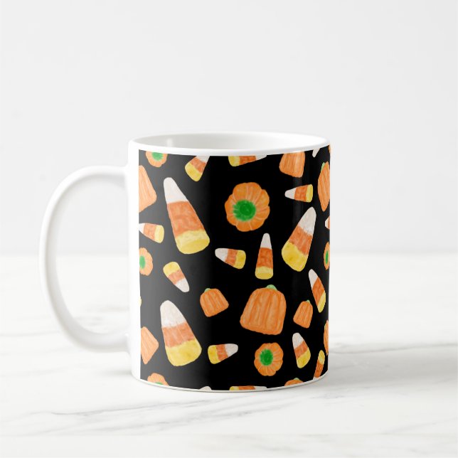 Candy corn och Pumpkins Coffee Mugg (Vänster)