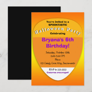 Candy Corn Orange Halloween-fest Invitationer Inbjudningar