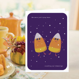 Candy corn Pair "Counting our Blessings" faller Helgkort