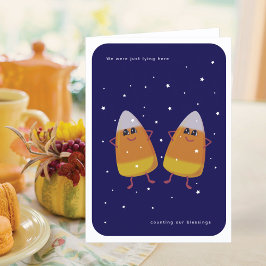 Candy corn Pair "Counting our Blessings" faller Helgkort