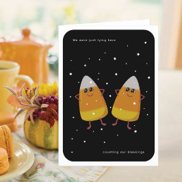 Candy corn Pair "Counting our Blessings" faller Helgkort