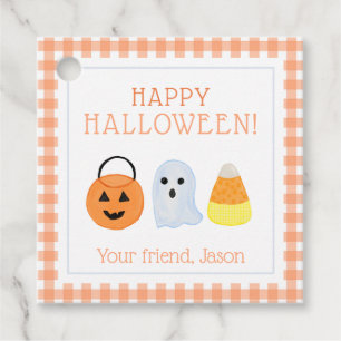 Candy corn, Pumpkin Ghost Halloween Bus eller godi Gåvor Etiketter