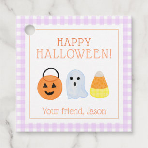 Candy corn, Pumpkin Ghost Halloween Bus eller godi Gåvor Etiketter