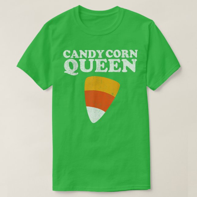 Candy corn Queen Funny Halloween Retro 80's 70's C T Shirt (Design framsida)