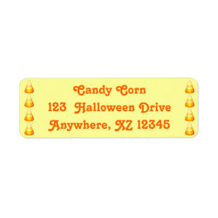 Candy corn returadress etikett