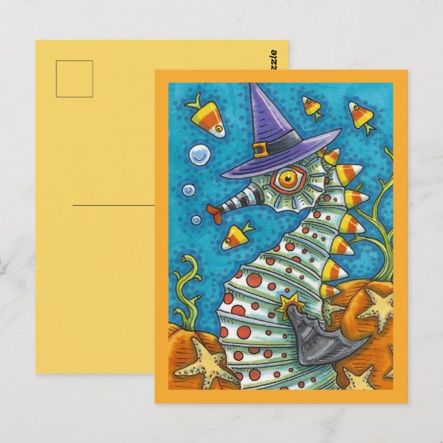 CANDY CORN SJÖFART, UNDER HAVSFISKE MED HALLOWEN VYKORT (Fram/baksida)