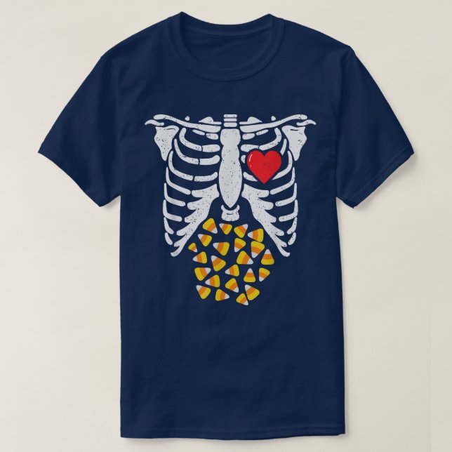 Candy corn Skeleton Gravid XRay Halloween Costu T Shirt (Design framsida)
