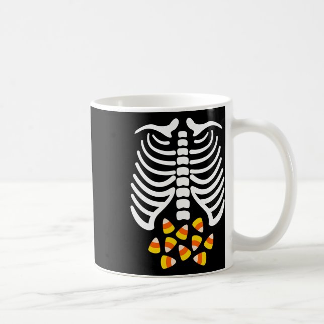 Candy corn Skeleton Rib Cage Halloween Costume Kaffemugg (Höger)