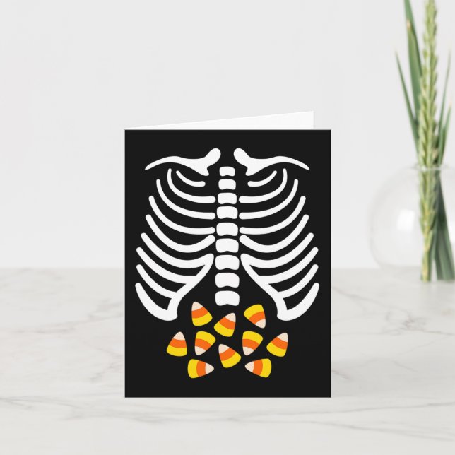 Candy corn Skeleton Rib Cage Halloween Costume Kort (Framsida)