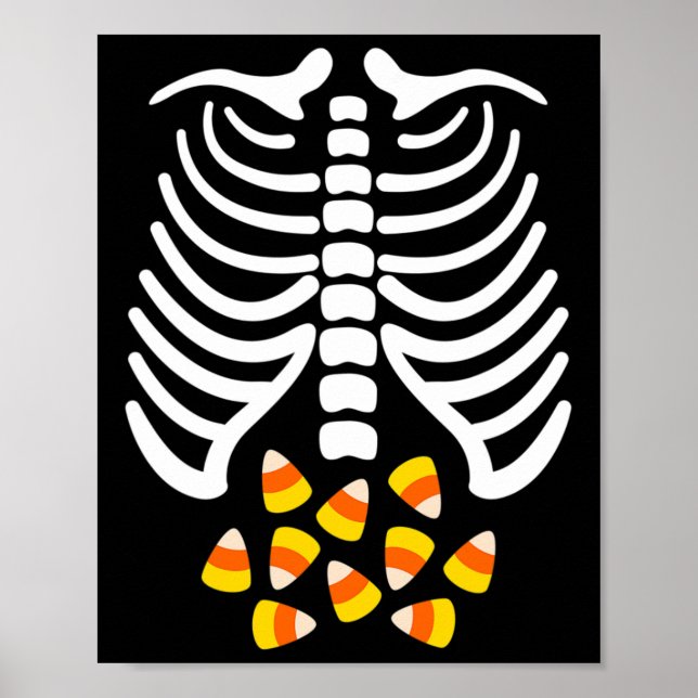 Candy corn Skeleton Rib Cage Halloween Costume Poster (Framsidan)