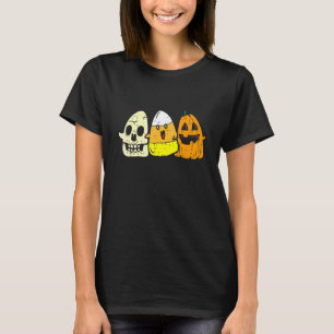Candy Corn Skelett Dödskalle Pumpa Kul Halloween C T Shirt